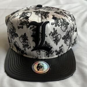Last Kings Snapback Hat Black White One Size Men Adjustable Floral Casual